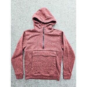 Billabong Adventure Division Red Hooded 1/4 Zip Pullover Hoodie Pockets L